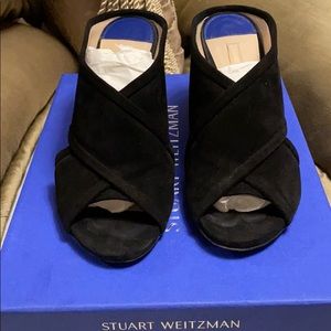 Stuart Weitzman Sam 75 black suede heels